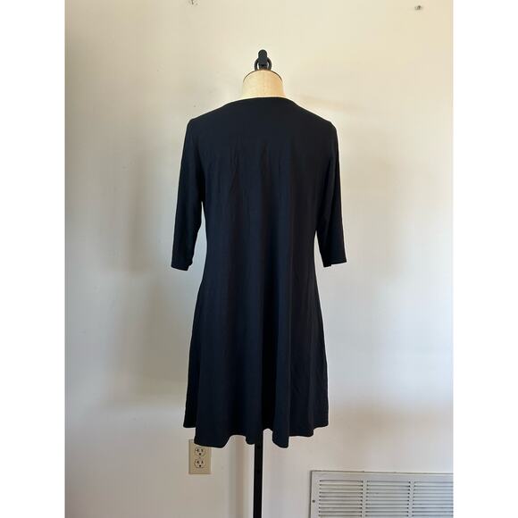 Eileen Fisher black womens t shirt dress size M - Picture 3 of 7